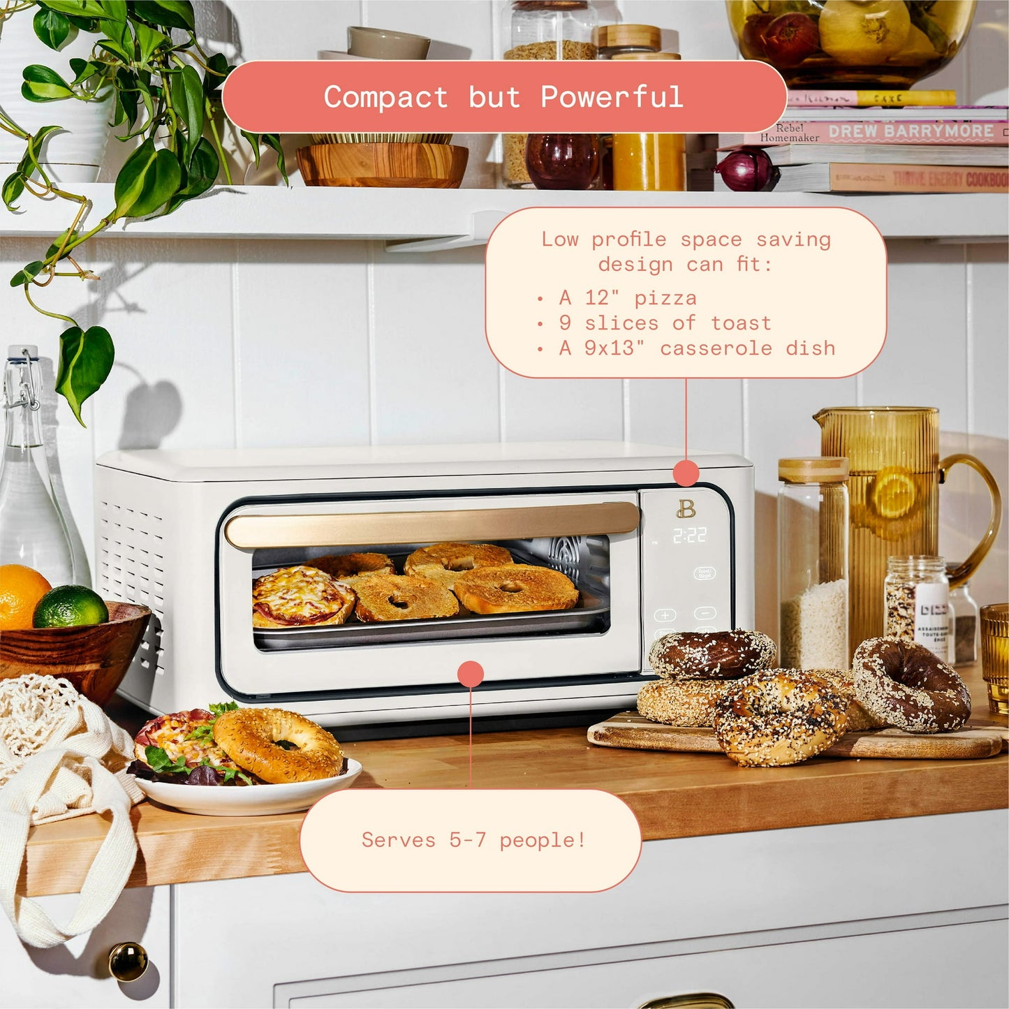 Beautiful Infrared Air Fry Toaster Oven, 9-Slice, 1800 W, by Drew Barrymore