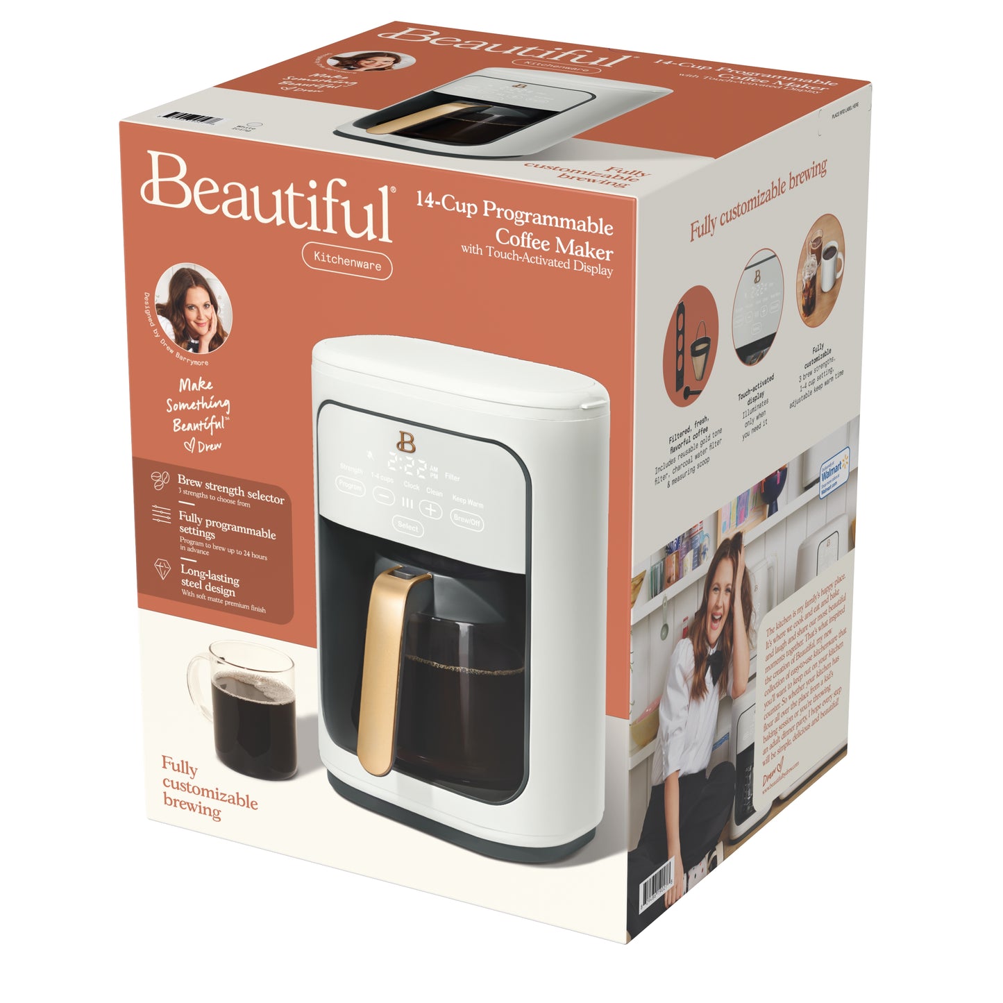 Beautiful 14 Cup Programmable Touchscreen Coffee Maker, By Drew Barrymore