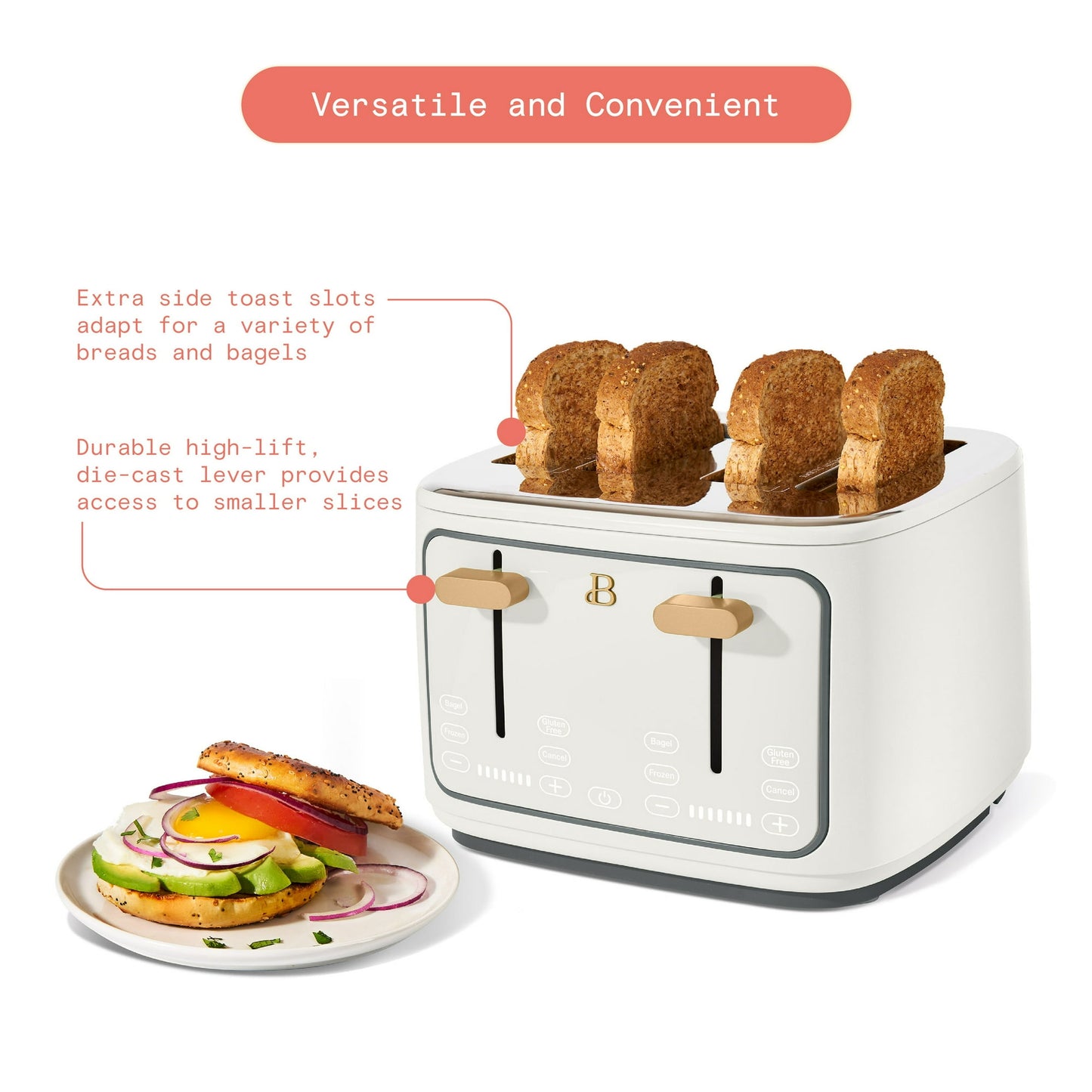 Beautiful 4-Slice Toaster with Touch-Activated Display By Drew Barrymore