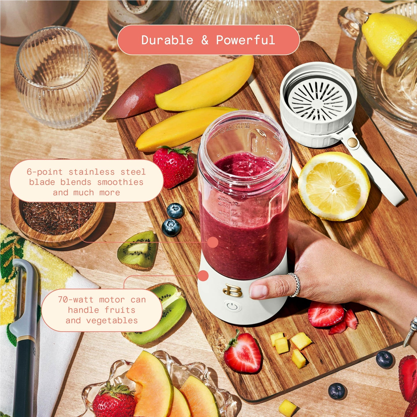 Beautiful Portable to-Go Blender 2.0, 70 W, 16 oz, by Drew Barrymore