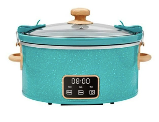 The Pioneer Woman 6 QT Slow Cooker, Locking Lid, Removable Crock, Digital Color Teal