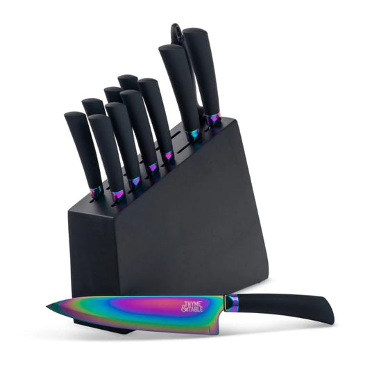 Thyme & Table 13-Piece Knife Block Set, Rainbow Blades knives chef knifeThyme & Table