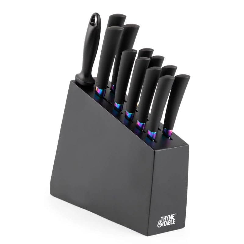 Thyme & Table 13-Piece Knife Block Set, Rainbow Blades knives chef knifeThyme & Table