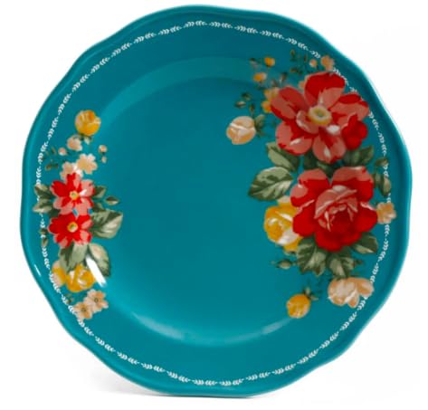 The Pioneer Woman Dinnerware Set Vintage Floral 12-Piece, Teal