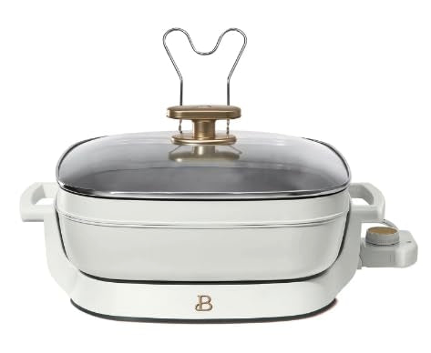 Beautiful 5 in 1 Electric Skillet - Expandable up to 7 Qt with Glass Lid, by Drew Barrymore