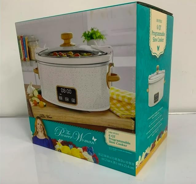 The Pioneer Woman 6 QT Slow Cooker, Locking Lid, Removable Crock, Digital