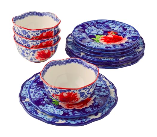 The Pioneer Woman Heritage Floral 12-Piece Stoneware Dinnerware Set