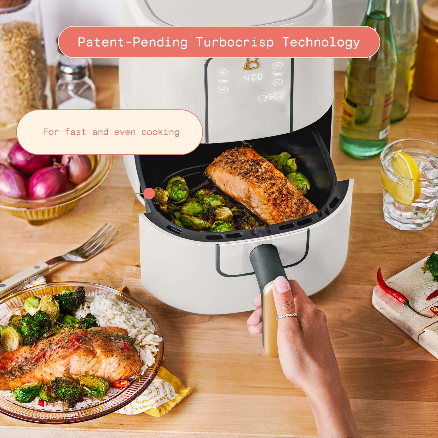 Beautiful 3 Qt Air Fryer with TurboCrisp Technology, by Drew Barrymore