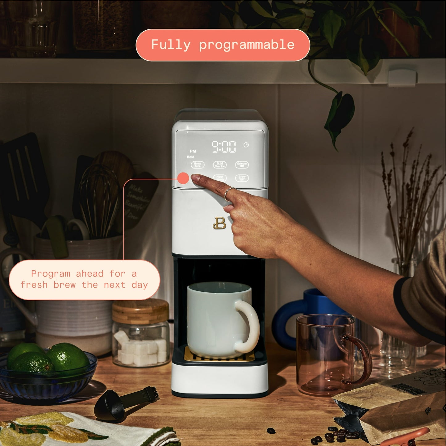 Beautiful Perfect Grind™ Programmable Single Serve Coffee Maker, by Drew Barrymore