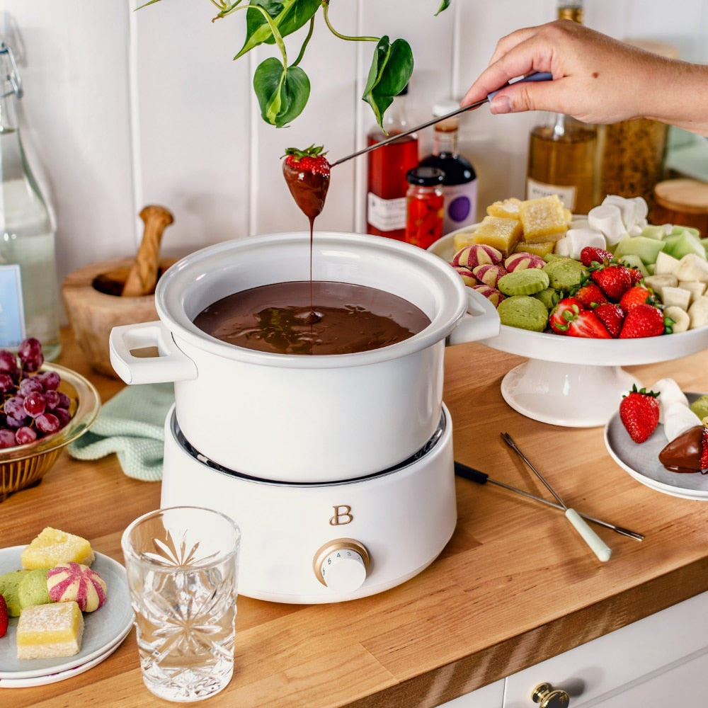 Beautiful 3QT Fondue Set with Bonus 2QT Ceramic Pot, By Drew Barrymore