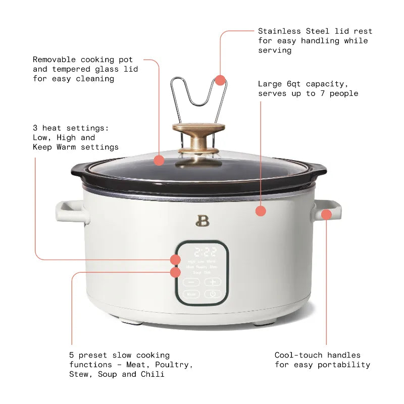 Beautiful 6 Quart Programmable Slow Cooker, by Drew Barrymore