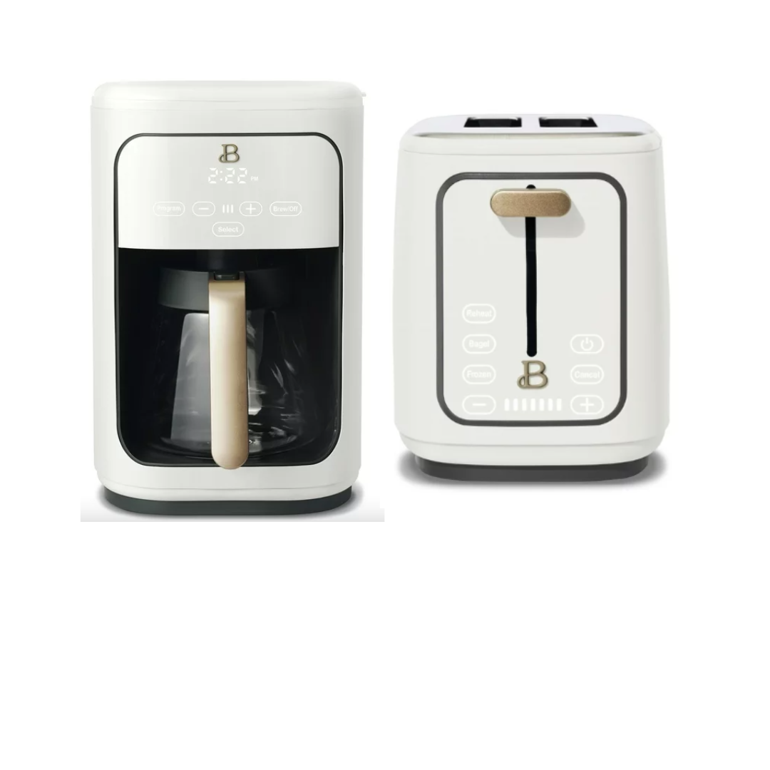 Beautiful Breakfast Bundle: 14-Cup Programmable Drip Coffee Maker With Matching 2 Slice Toaster Created By: Drew Barrymore