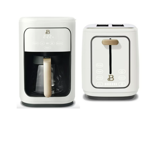 Beautiful Breakfast Bundle: 14-Cup Programmable Drip Coffee Maker With Matching 2 Slice Toaster Created By: Drew Barrymore