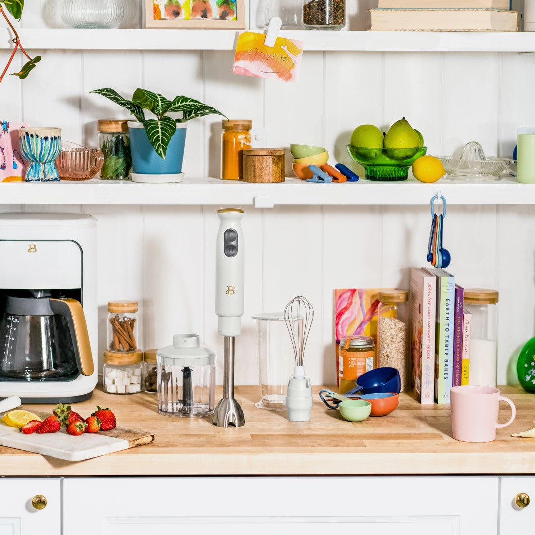 Beautiful 2-Speed Immersion Blender with Chopper & Measuring Cup, by Drew Barrymore