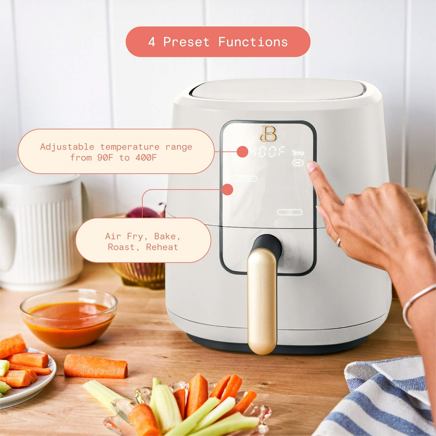 Beautiful 3 Qt Air Fryer with TurboCrisp Technology, by Drew Barrymore